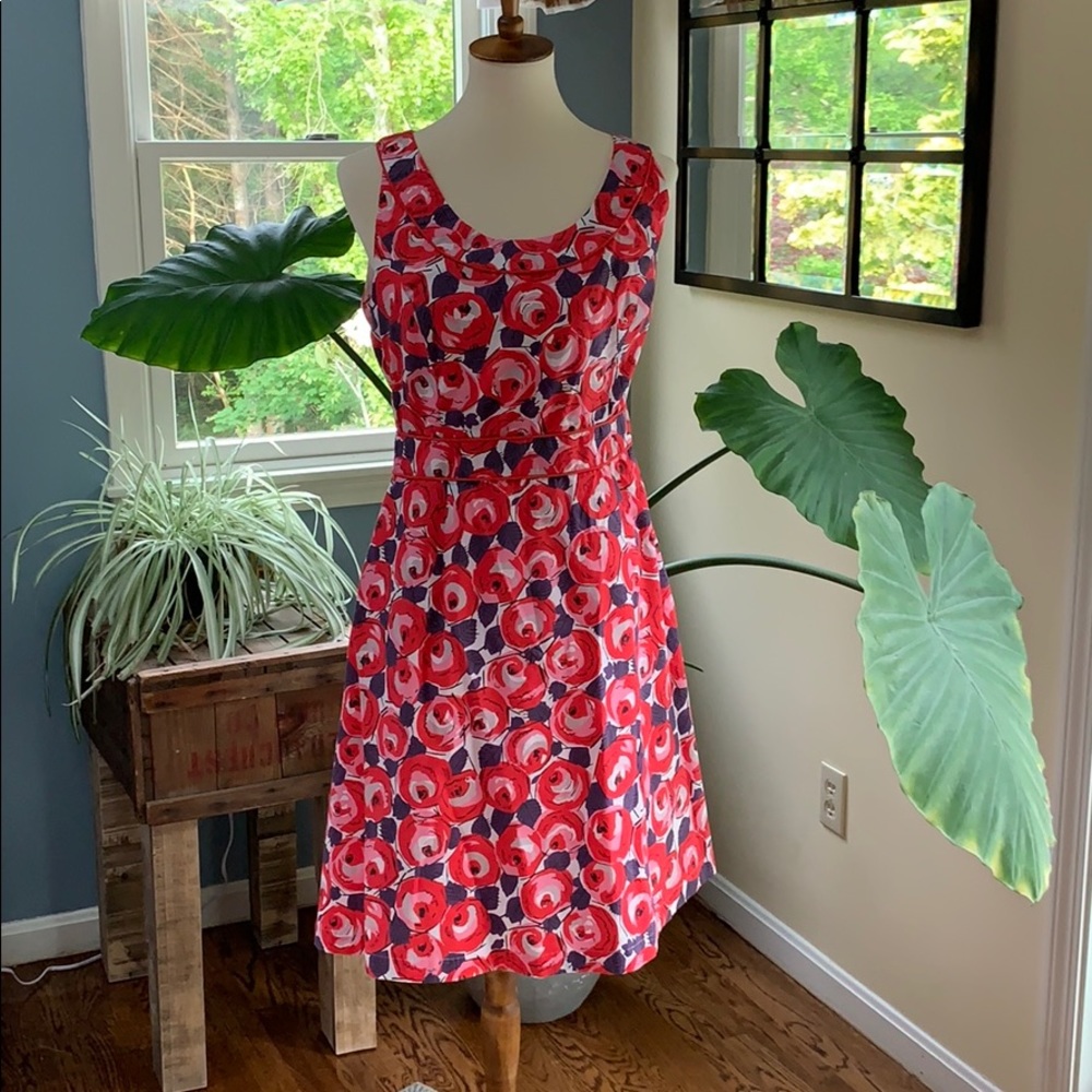 Boden Sleeveless Abstract Roses Print Dress